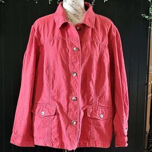 NorthCrest Womens Plus Size Red Linen/Cotton Jacket (3X, 22W/24W)